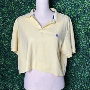 U.S. Polo Assn. Cropped Yellow Ultimate Pique Top Sz L